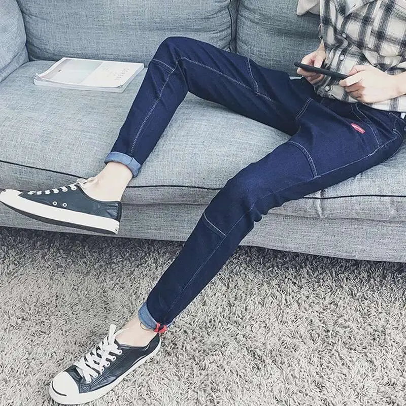 Мода демисезонный студентов хип хоп город Street Stripe джинсы для женщин Человек молодой для мужчин's свободная длина по щиколотку узкие брюки
