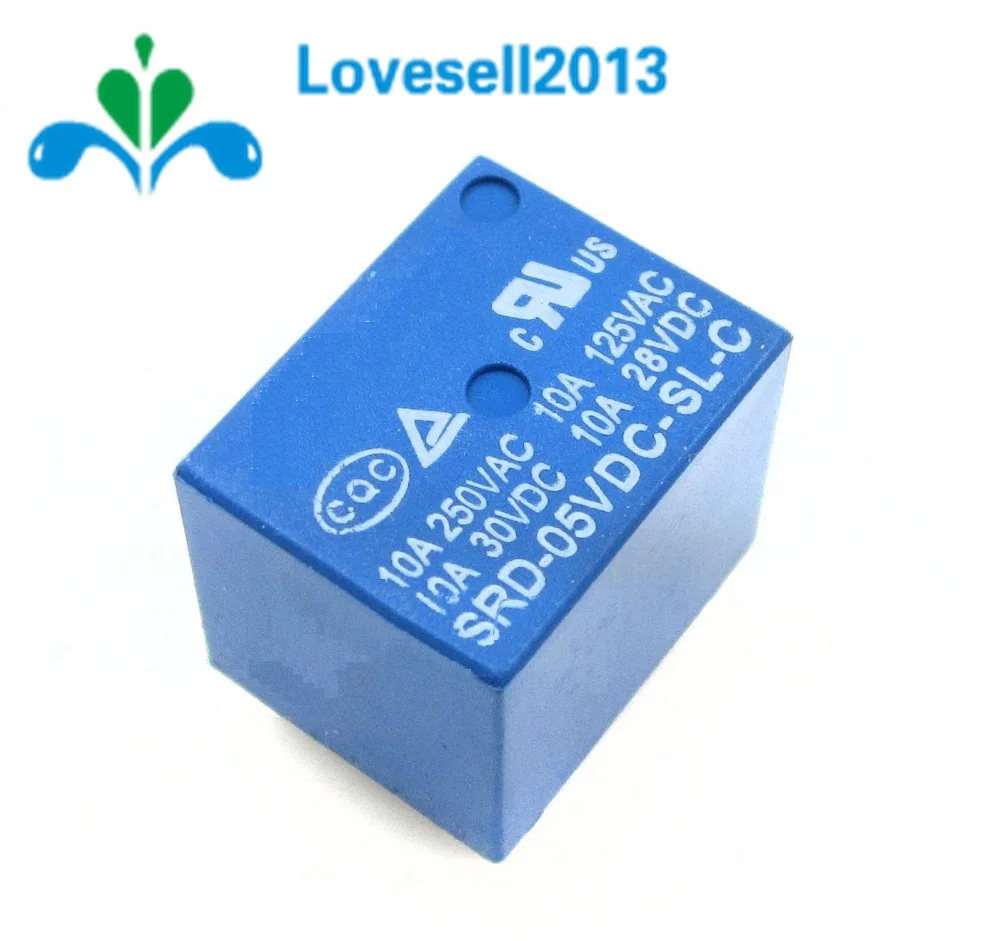 10PCS Mini 5V DC Coil Power Relay SRD-5VDC-SL-C PCB 5 Pin Type | Электроника