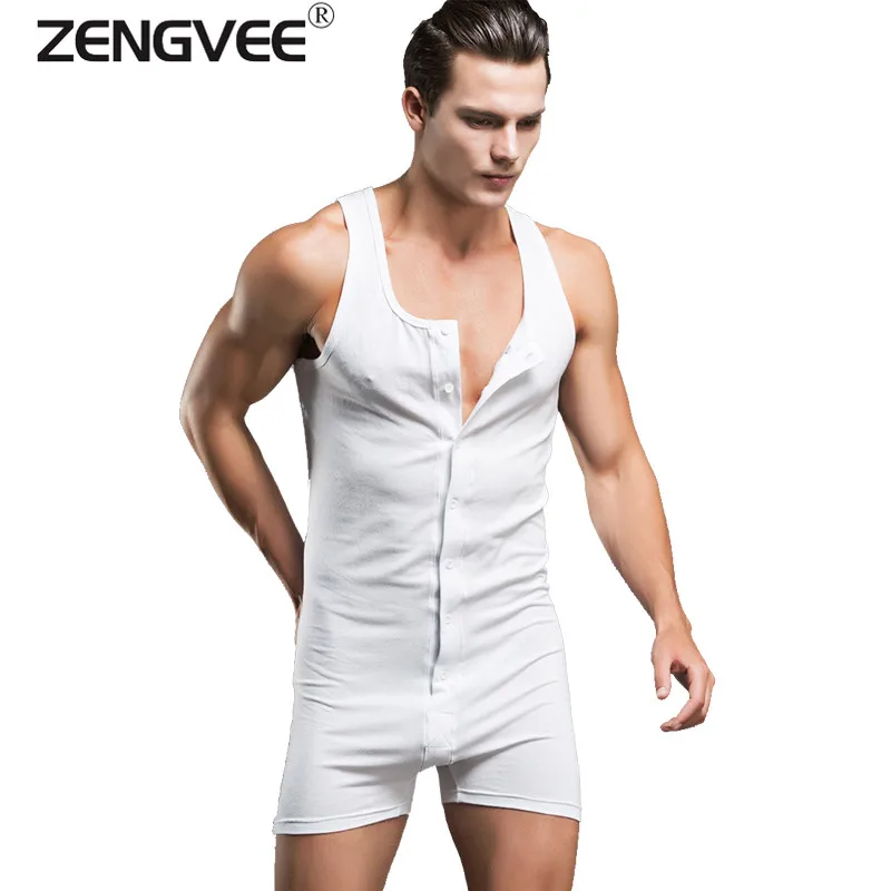 New Brand Clothing Men's Cotton Rompers Underwear Body Suit for Men