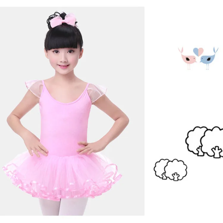 Розовое балетное платье-пачка для девочек Детские балетные трико с короткими рукавами, гимнастическое платье Детская танцевальная одежда для балерины, костюм