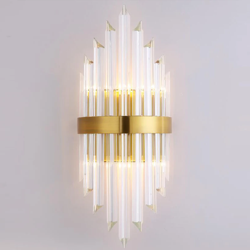 luxury design crystal wall sconce gold applique murale luminaire AC110V