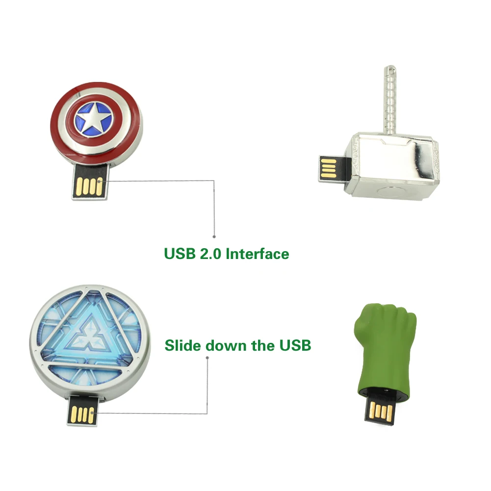 Usb флеш-накопитель 32 Гб 64 Гб Капитан Америка Железный 16 ГБ 8 ГБ человек Халк Тор U Диск флеш-накопитель USB 2,0 карта памяти