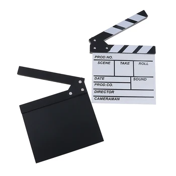 

20*20cm Director Video Acrylic Clapboard Dry Erase TV Film Movie Clapper Board Slate with Color Sticks