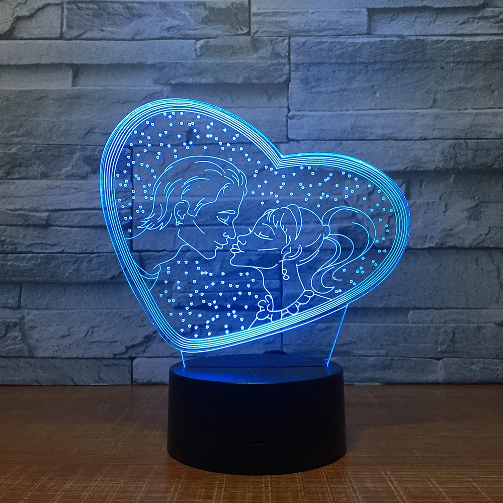 3D светодиодная USB лампа I LOVE YOU Sweet Lover Heart романтический декоративный Красочный