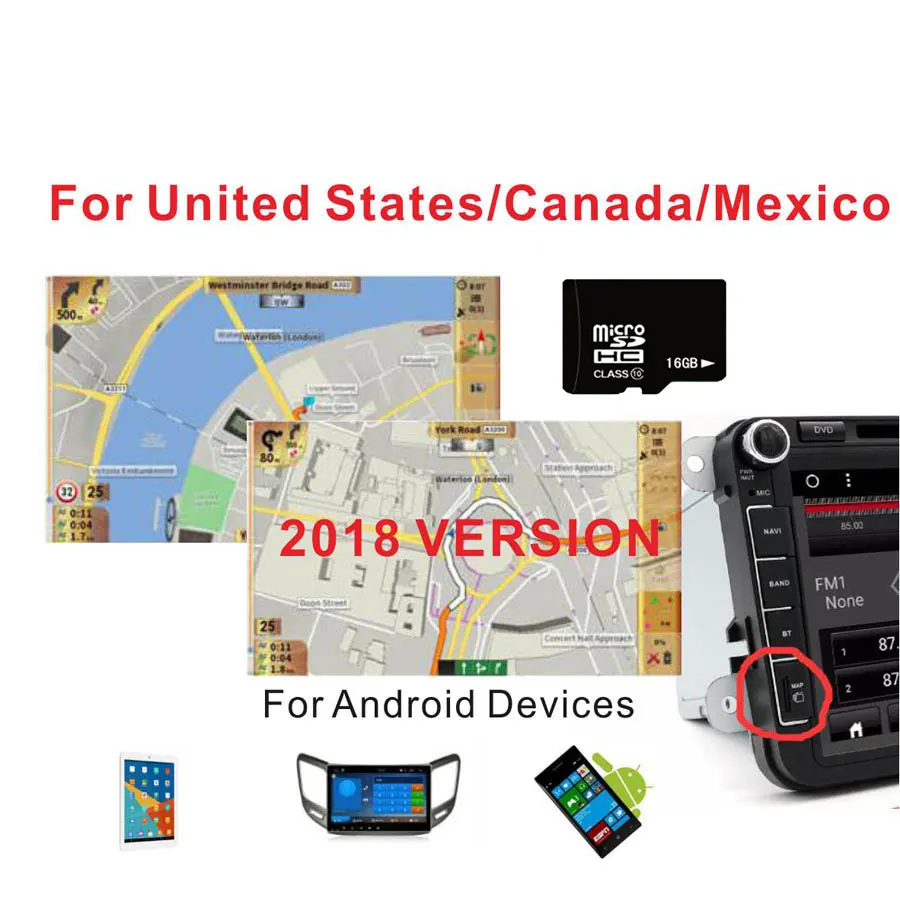 Версия gps карта США/Канада/Мексика с 8G картой для Android устройства автомобильная навигация