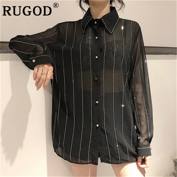 

RUGOD Fashion beading chiffon women blouse