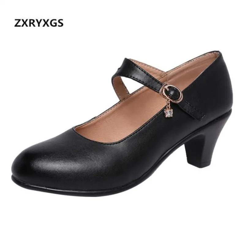 ZXRYXGS/Брендовая обувь; женская обувь на низком каблуке 3 см; подиум модель; модная повседневная обувь для работы; Новинка года; Элегантная удобная обувь из натуральной кожи