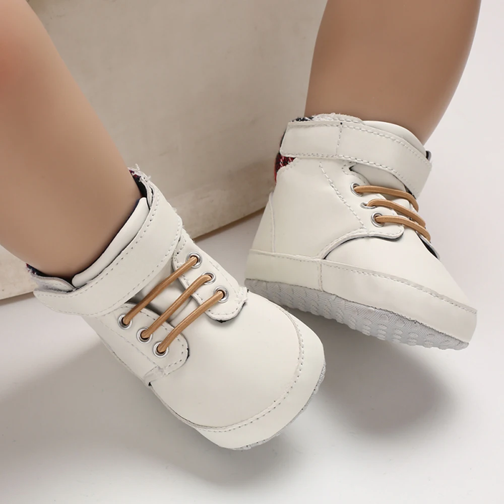 First Walkers Baby Soft Sole Anti-skid PU Leather Shoes Infant Boy Girl Toddler Moccasin High-top Soft Baby Shoes 0-18m