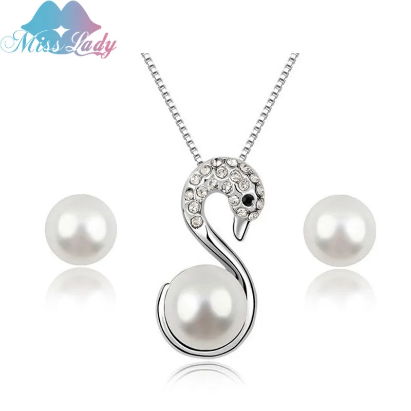miss gold color imitation pearl korea swan imitation pearl jewelry sets fashion miss gold color imitation pearl korea swan imitation pearl jewelry sets fashion