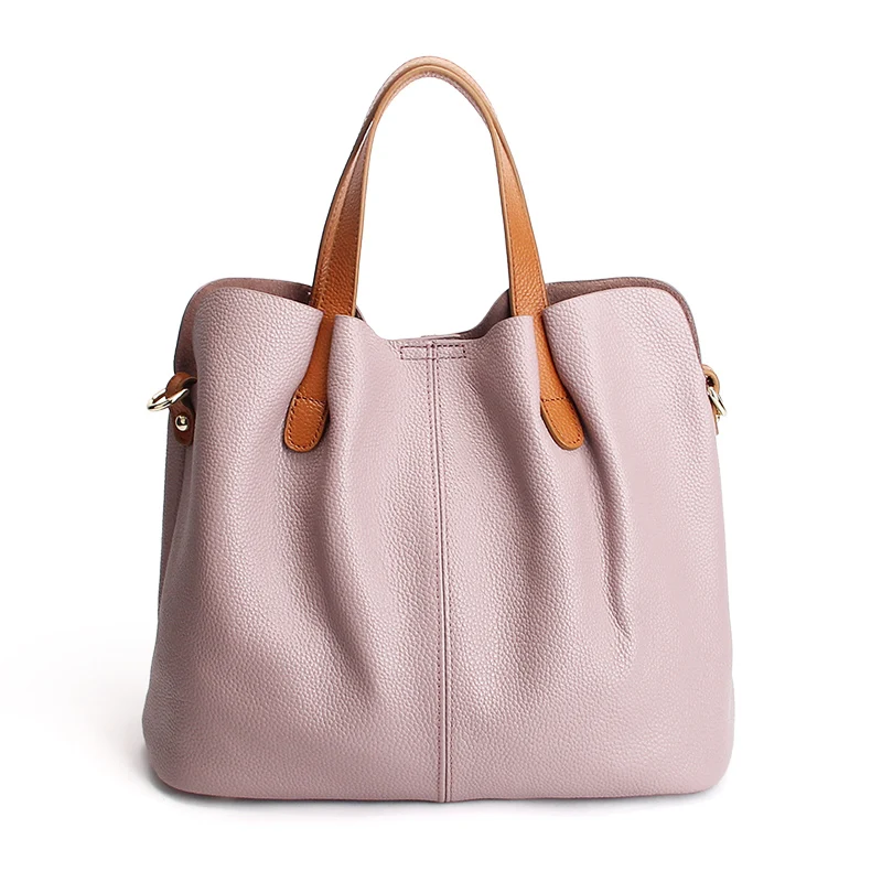 

Genuine Leather Handbags Head Layer Cowhide Litchi Grain Women Handbags Fashion Portable Shoulder Messenger Bags Composite Bags