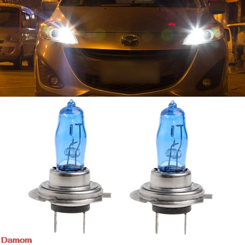 

New 2 Pcs H7 6000K Gas Halogen Headlight White Light Lamp Bulbs 100W Bright DC 12V