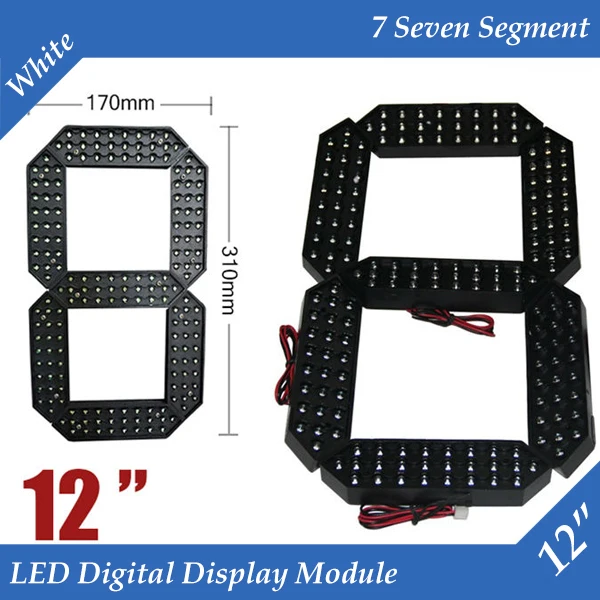 

10pcs/lot 12" White Color Outdoor 7 Seven Segment LED Digital Number Module for Gas Price LED Display module