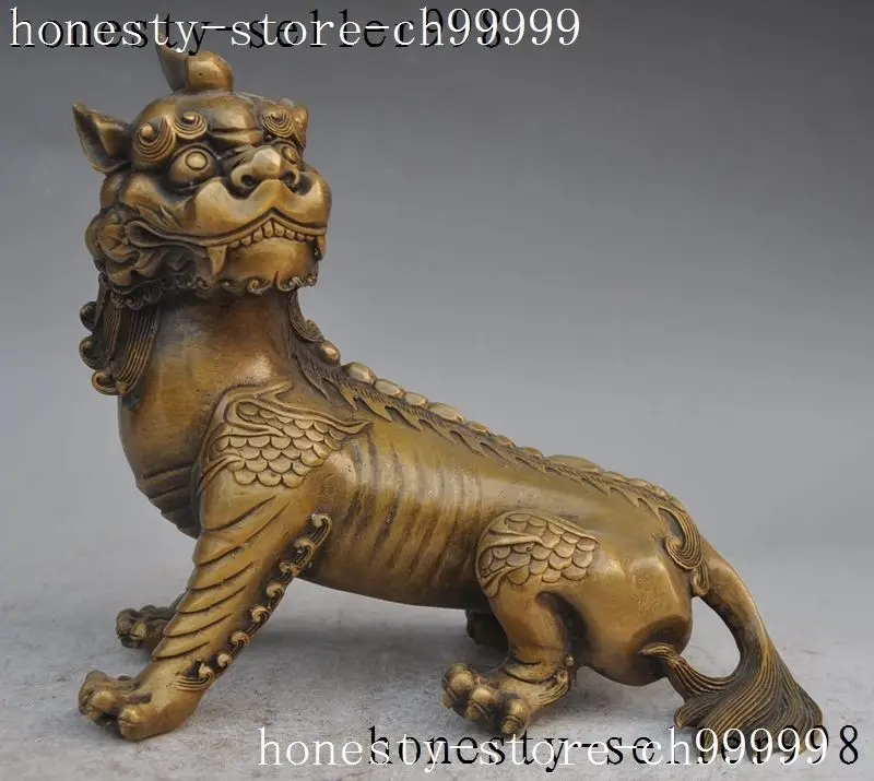 

christmas old china fengshui bronze animal pixiu Brave troops Kirin Unicorn beast statue halloween