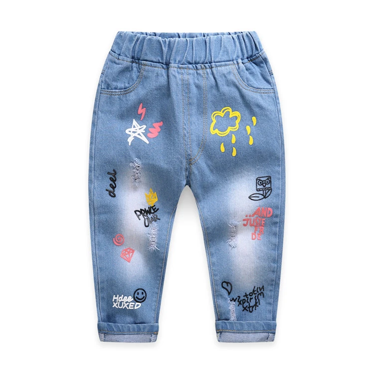 子供穴壊れジーンズパンツ 19 ブランド女の子デニムズボン騎乗位リッピング漫画のジーンズ子供服 Jeans Aliexpress