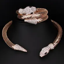 Классическое панк ювелирное изделие позолоченное/посеребренное Кристальное ожерелье в форме змеи Стразы ожерелье для женщин X1637