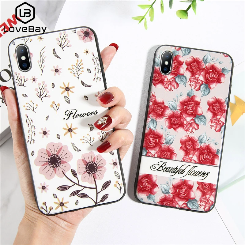 Lovebay чехол для телефона iPhone 6 6s 7 8 Plus X XR XS Max цветочный узор буквы PC половина задней