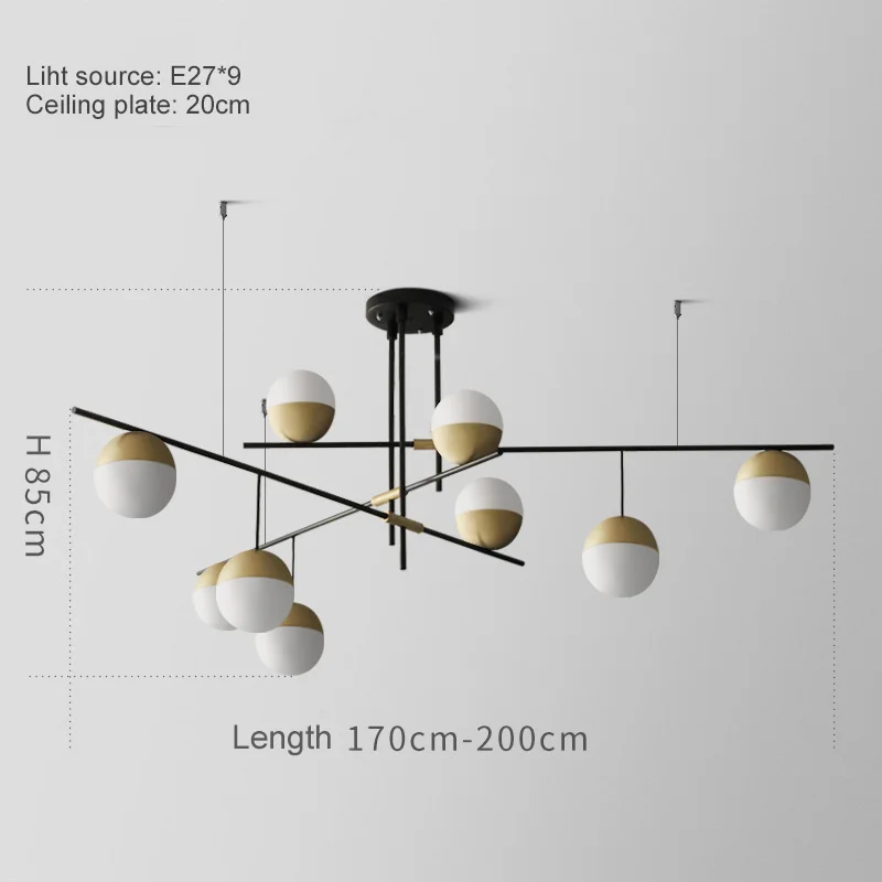 Современная легкая Роскошная лампа для гостиной, дизайнерская гайка, креативная индивидуальная вилла, ресторан, стеклянная подвесная люстра в форме шара - Цвет корпуса: 9 Heands