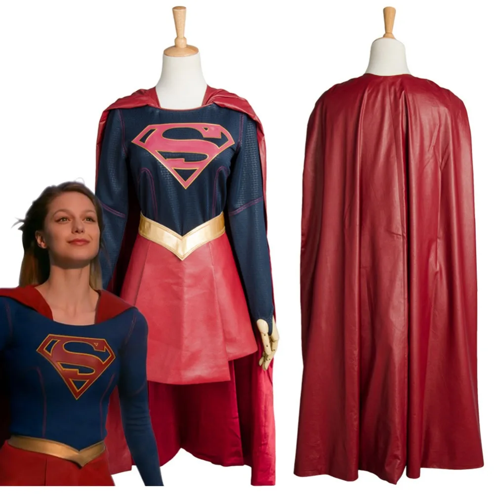 CBS Supergirl Косплей Костюм Кара зоржэль данвера костюм + накидка Хэллоуин Карнавал