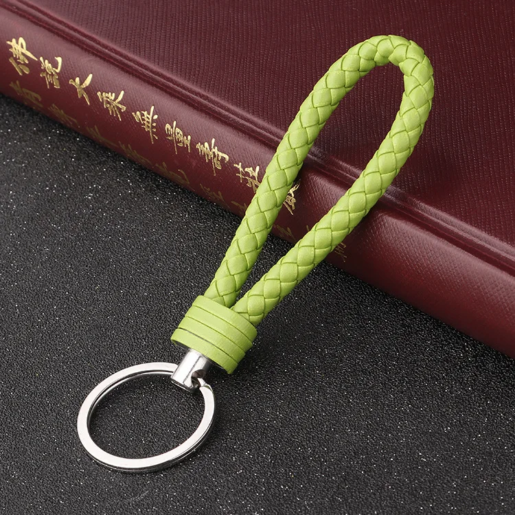 Кожаный брелок ручной работы с вязаной веревкой для женщин и мужчин, цепочка для подвесных сумок, брелок для ключей Porte Clef chaviro, брелки - Цвет: Matcha