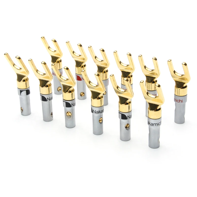 

YT 12PCS Gold Plated Copper Banana Plug Grade Interpolation U- type Screw Audio Speaker Cable Wire Connectors For Electronics