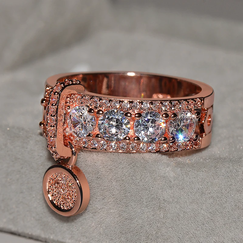 

Luxury Zircon Promise Engagement Ring Rose Gold Filled Wedding Ring For Women Fashion Jewelry 2019 New Arrival
