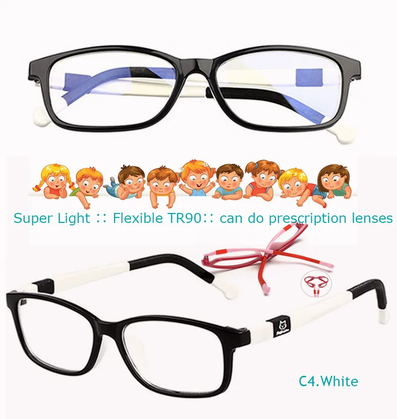 IVSTA 6006 очки Оптические очки для детей оптическая оправа цветной дизайн Резина Силикон TR90 очки детские линзы градусов - Цвет оправы: White