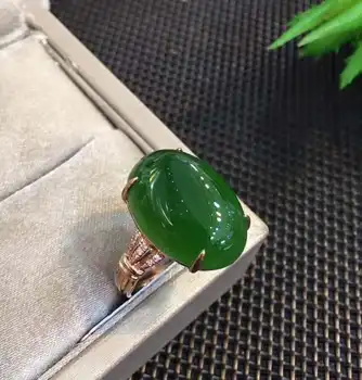 

18K rose gold with diamonds set with top old ingredients spinach green and Tian Biyudan ringh73#