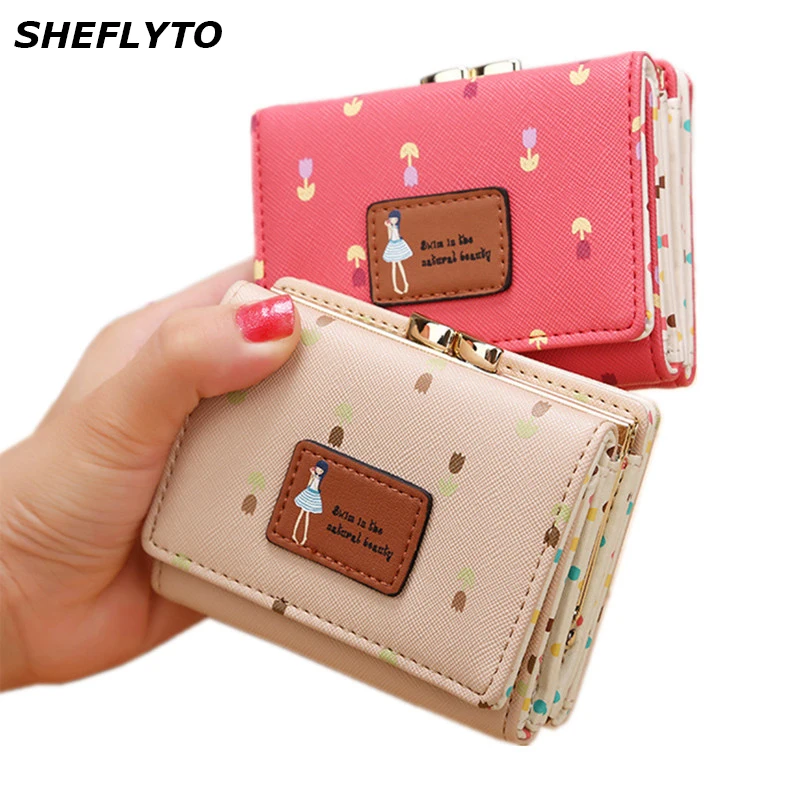 

2018 Luxury Brand Small Wallets Women Leather Lovely Wallets Female Hasp Short Coin Purses Money Credit Card Holders Clutch Bags