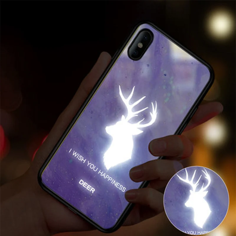 EKIND чехол из закаленного стекла для телефона для iPhone X XS XSMAX со светодиодным логотипом, роскошный стеклянный чехол для iPhone, защитный чехол для телефона - Цвет: 8
