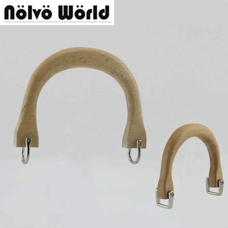 

5 pieces,10.5X8cm,15.5X11.5cm Beech Tree wooden handle natural color SOLID wood handles for ladies bag handbags handle
