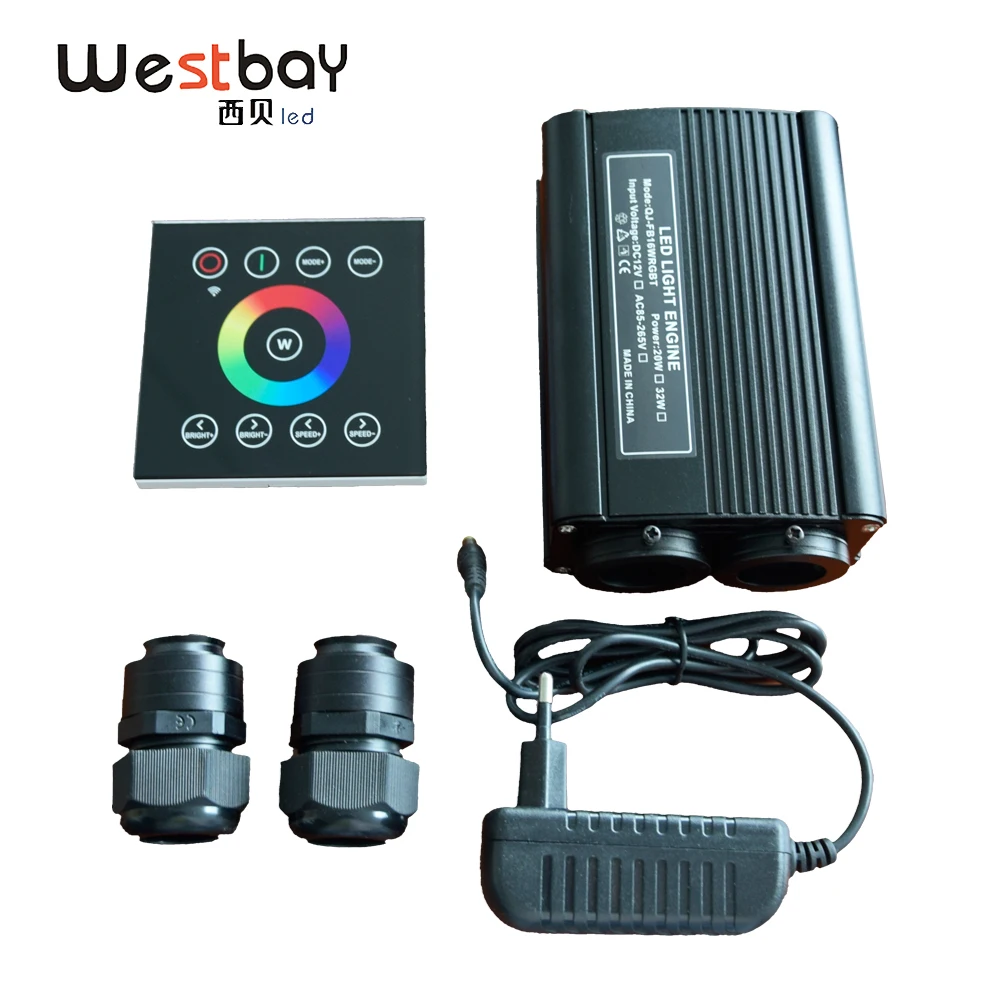 32W LED Optic Fiber Light Engine Driver Double Port Optical Source With Touch Panel RGBW Controller For Ceiling Star | Лампы и