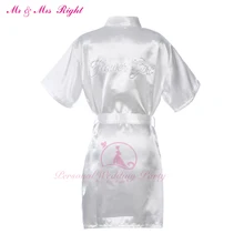 Новинка; Летние однотонные белые халаты; Вечерние Платья с цветочным узором для девочек; атласное кимоно для маленьких девочек