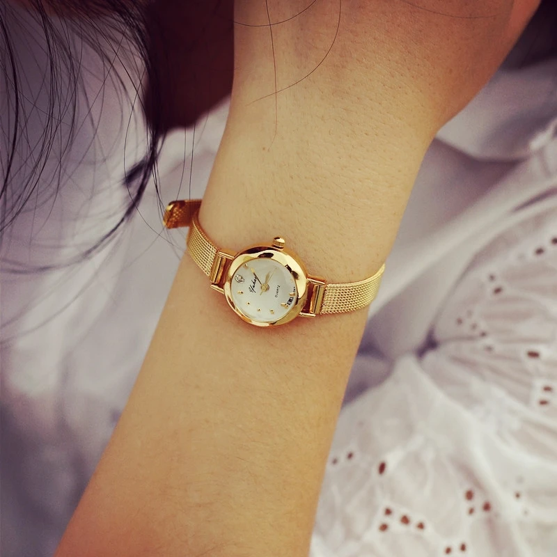 

Gold Women Watches Fashion Small Watch With Mesh Strap Mini Casual Ladies Quartz Clock Elegant Female Wristwatches Horloge Dames