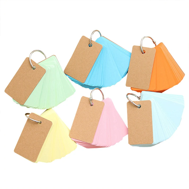 

7Lots Ring Buckle Hoops Portable Blank Words Book Simple Tearable Notepads Cute Memo Pads Notebook 70x40mm