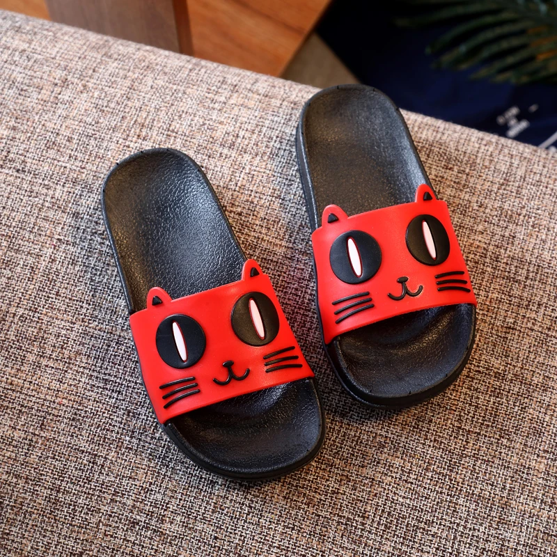 

2019 New Casual Slipper Flip Flop Sandal Womens Slippers Cute Cat Ladies Slip On Sliders Flat Size 26-40