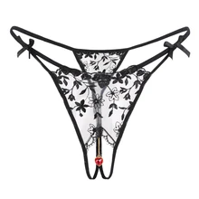 Сексуальные женские трусики, стринги, сексуальные трусики с открытой промежностью, кружевное нижнее белье, прозрачная вышивка, стринги, эротические сексуальные трусики