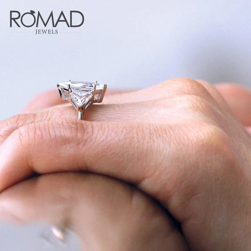 

ROMAD Big Promise Ring Cushion Large Cz cut AAAAA Zircon Engagement Wedding band rings for women Jewelry Romantic Bijoux R5