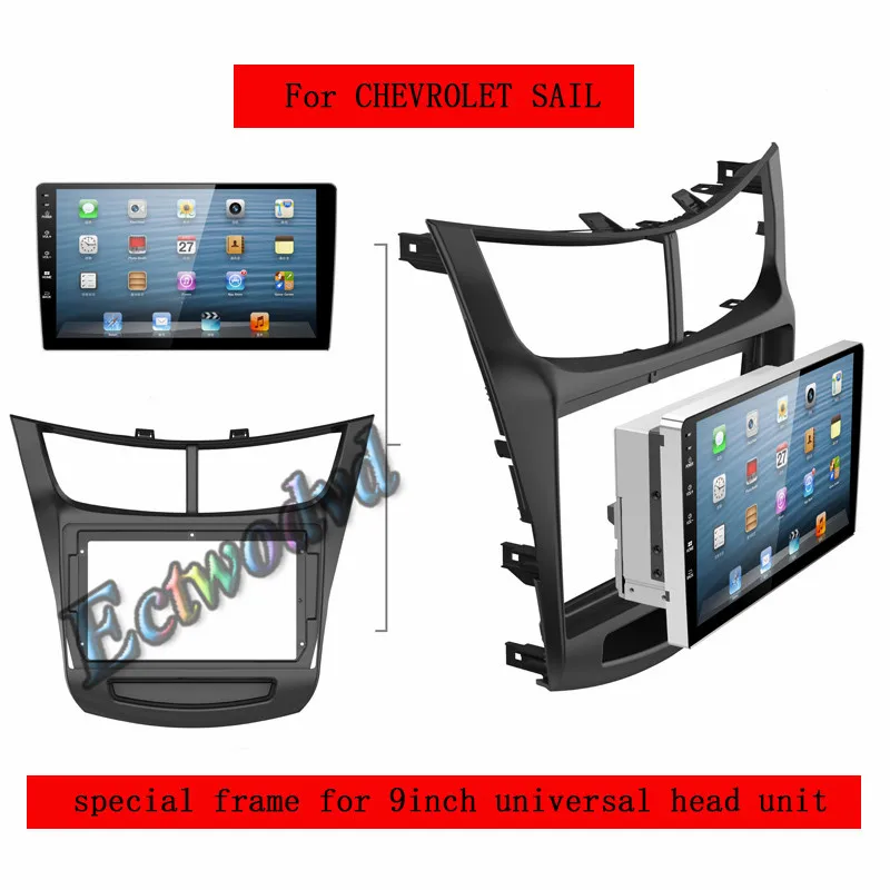 

ECTWODVD Special 9inch Car Radio Fascia Frame Dash Panel for Chevrolet Sail 2015 2016 2017 Head Unit Car Refitting Stereo