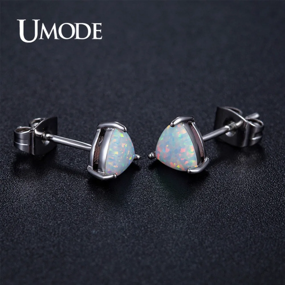 UMODE White Gold Color Trillion Opal Stud Earrings for Women 2018 Fashion Boucle D'Oreille Pendiente Mujer Moda Bijoux AUE0391B