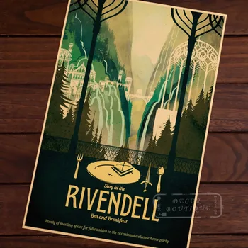 

Rivendell Travel Room Frame Vintage Kraft Decorative Poster DIY Wall Canvas Painting Sticker Delicate Home Bar Decor Gift