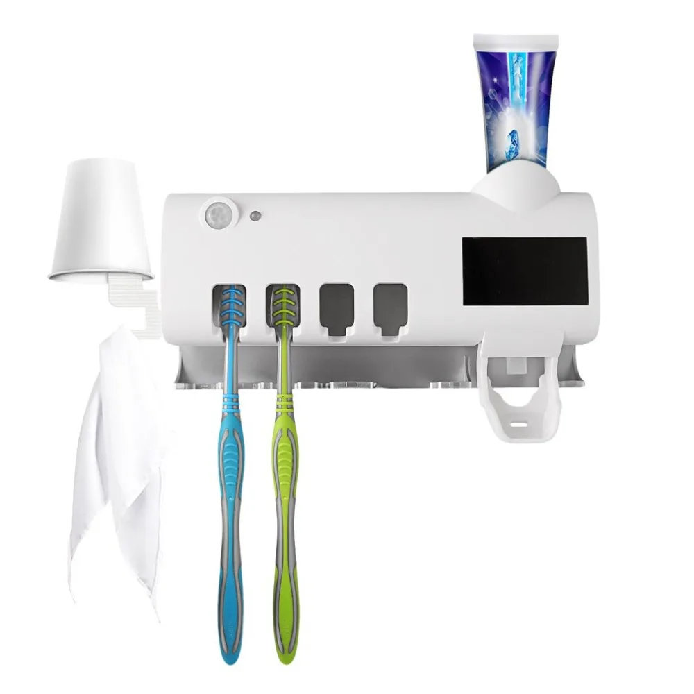 

2-in-1 UV Light Ultraviolet Toothbrush Sterilizer Toothbrush Holder Cleaner Automatic Toothpaste Dispenser Squezzer