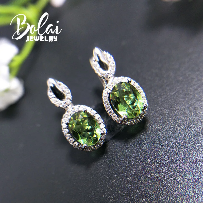 Bolaijewelry, Zultanite застежка серьги 925 серебро, созданные изменение цвета драгоценных камней ювелирные украшения для женщин подарок