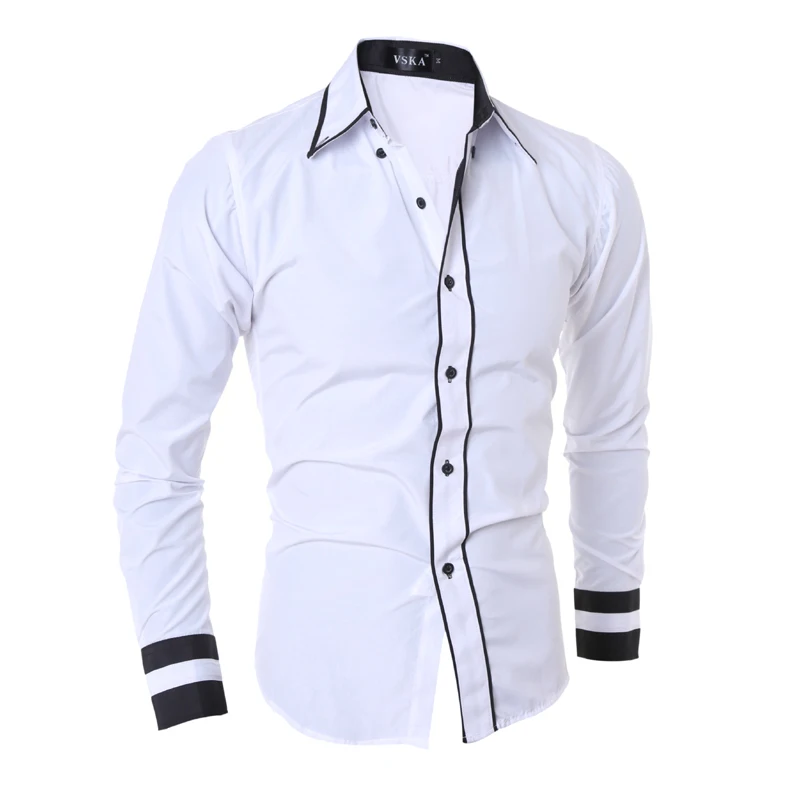 Мужская рубашка с длинным рукавом черная и белая рубашка Однотонная рубашка мужская мода одежда XXL