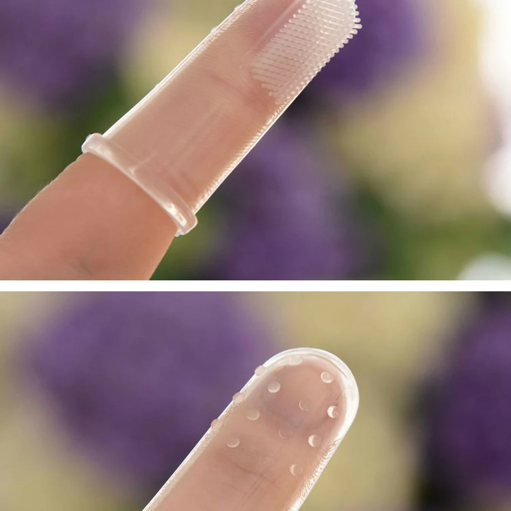 10Pcs Baby Infant Teeth Brush Thumb Cover Silicone Coated Tongue Gums Massager Finger Tooth Brush Cleaner Brush Kids