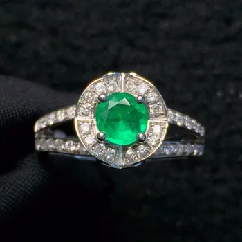 

Fine Jewelry Real Pure 18 K White Gold 100% Natural Emerald Gemstone 0.5ct Diamond Female's Wedding Rings for Women's Fine Rings