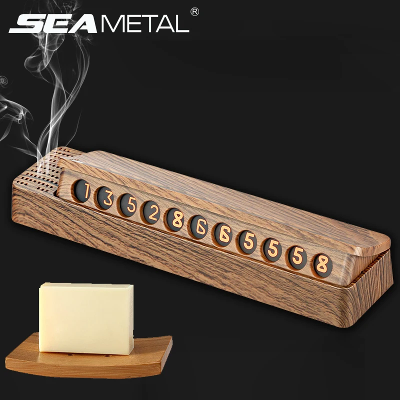 

Air Freshener Car Parking Number Plate Card Phone Number Car Solid Wood Auto Temporary Drawer Car-styling Interior Accessories