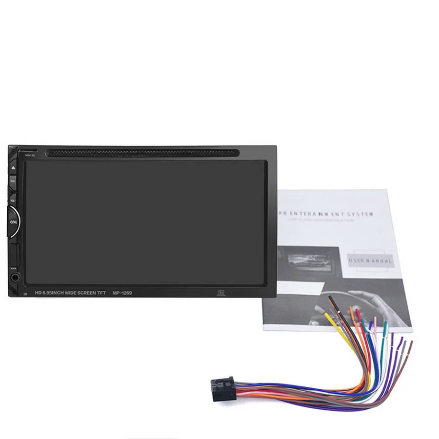 Best by DHL or Fedex 5pcs 1269 2 Din 6.95inch Touch Screen Auto Car Multimedia Video DVD CD Player Audio Car Radio USB Bluetooth 1