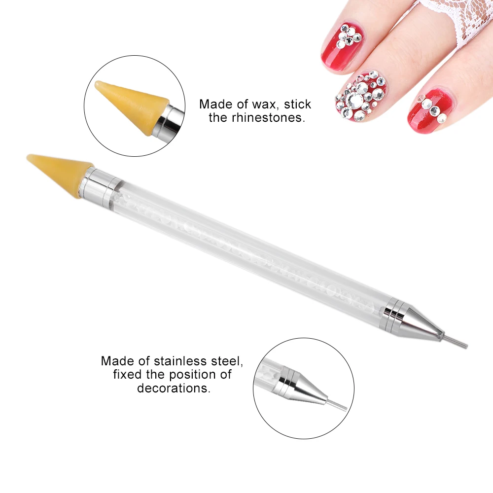 1pc Dual ended Wax Rhinestone Nail Dotting Pen Self adhesive Wax Head ...