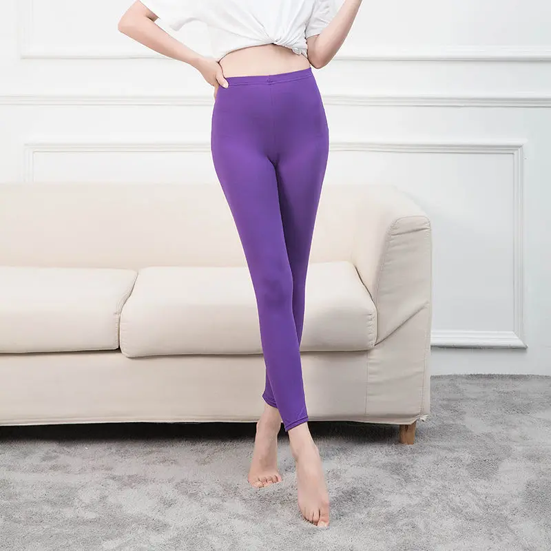 INDJXND Neon Stretch Leggings White High Waist Women Push Up High Waist Female Skinny Pencil Pants Candy Color Summer Leggings leggings