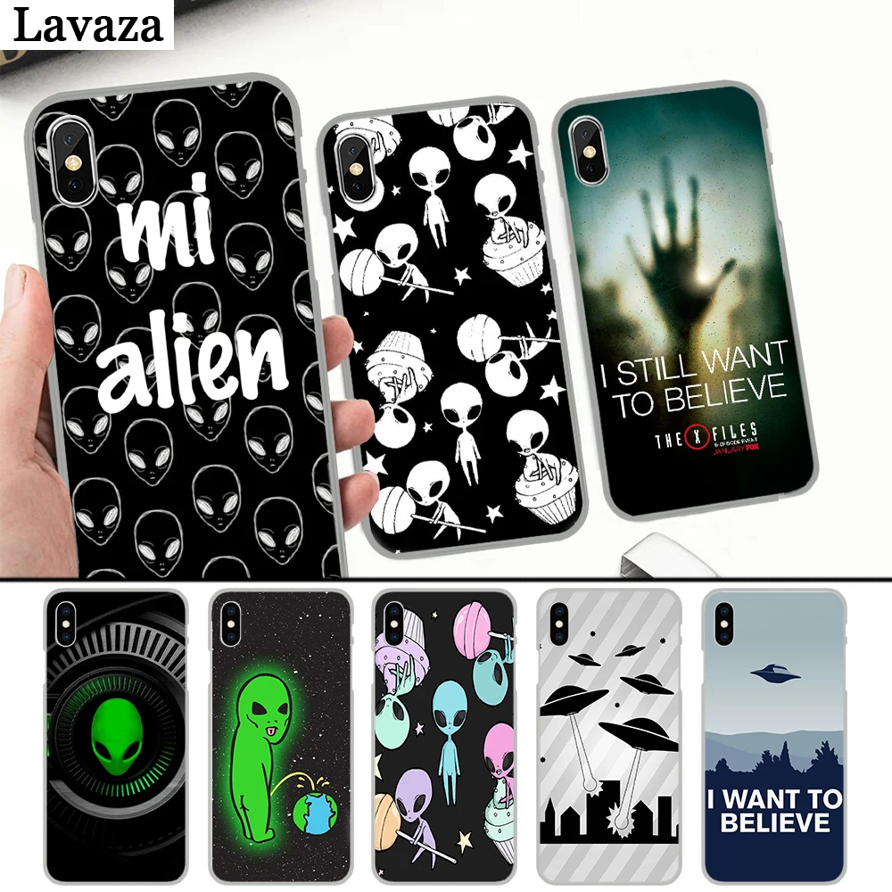 

Lavaza Alien Believe UFO ET cute Emoji Hard Case for iPhone 4 4S 5 5S 5C 6 6S 7 8 Plus X XS MAX XR